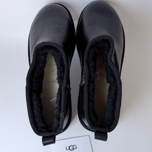 UGG Black Classic Ultra Mini Boots Regen Leather Winter Boots Men Size 10 - Picture 6 of 9